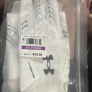 Under Armour White Football Sports Gloves- F9nitro UAI new 2XL